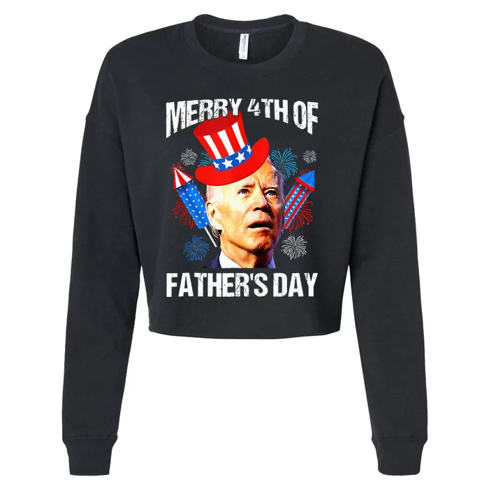 Joe Biden Confused Merry 4th Of Fathers Day Fourth Of July Cropped Pullover Crew