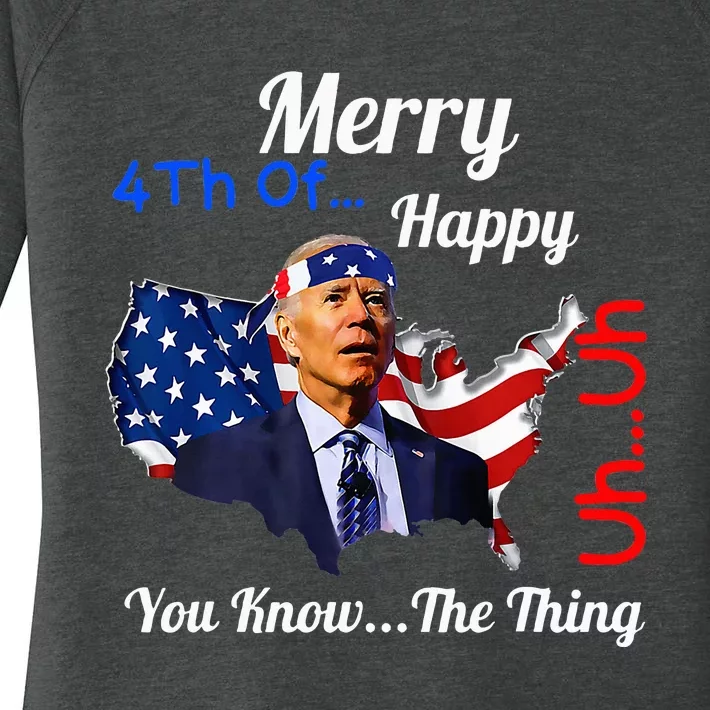 Joe Biden Confused Merry Happy Funny 4th Of July Joe Biden Women's Perfect Tri Tunic Long Sleeve Shirt