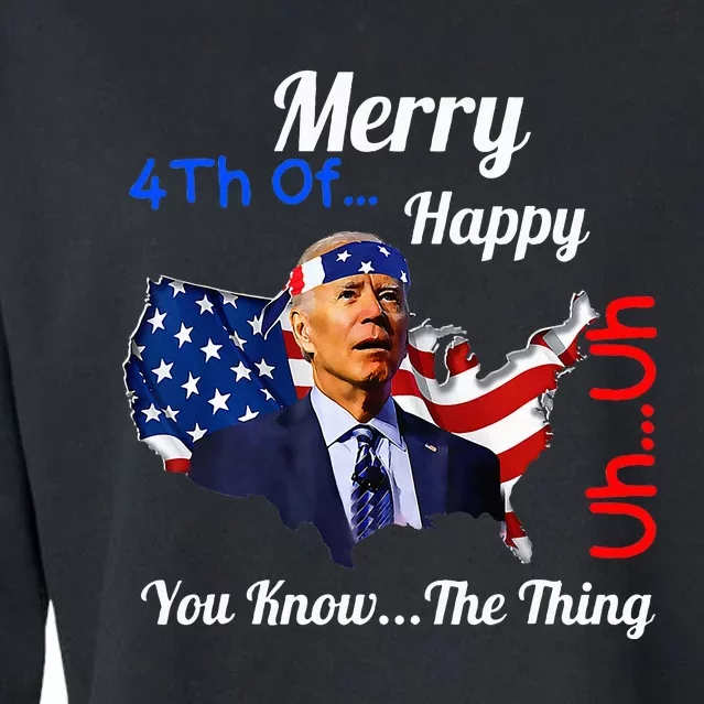 Joe Biden Confused Merry Happy Funny 4th Of July Joe Biden Cropped Pullover Crew