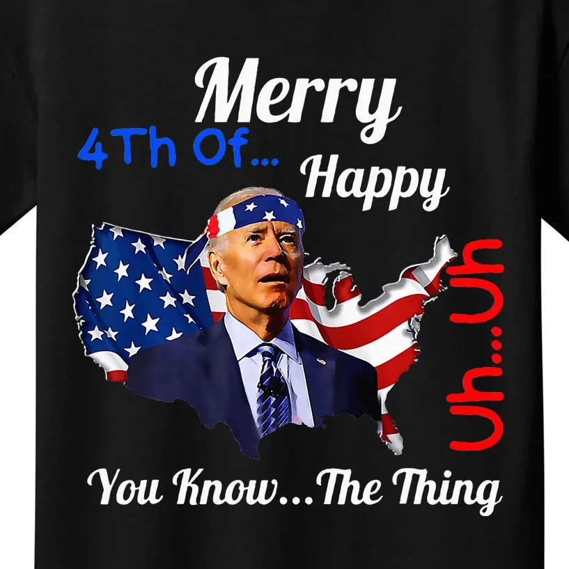 Joe Biden Confused Merry Happy Funny 4th Of July Joe Biden Kids T-Shirt