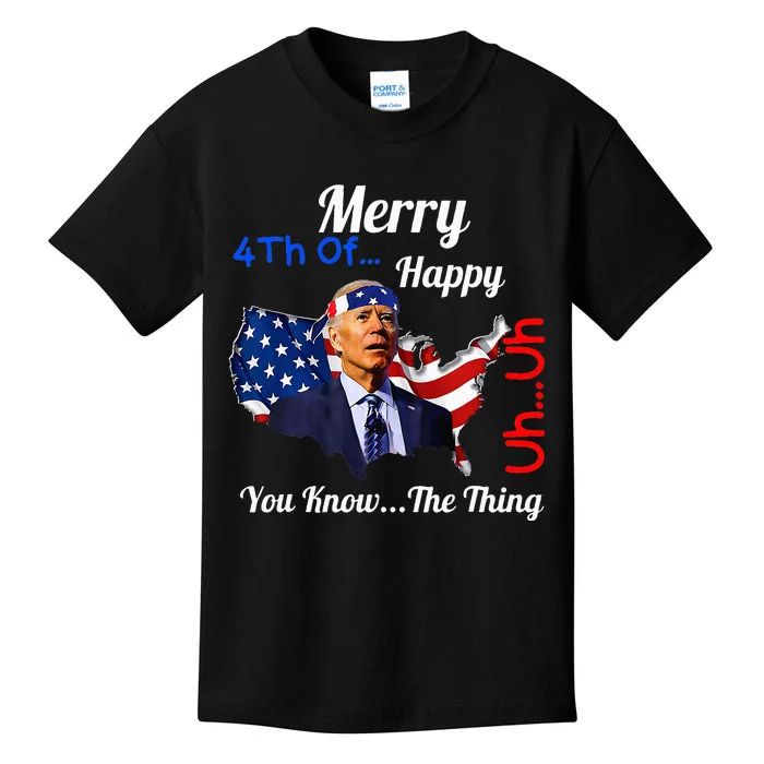 Joe Biden Confused Merry Happy Funny 4th Of July Joe Biden Kids T-Shirt