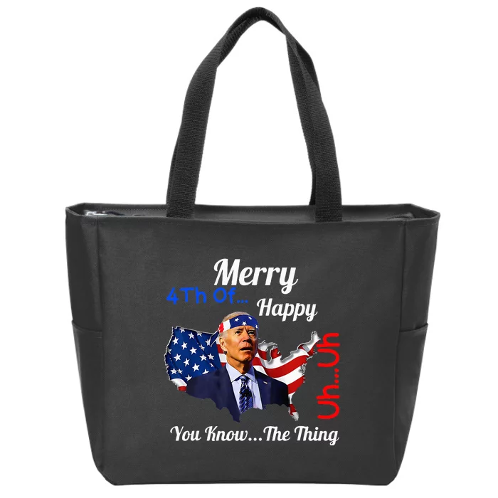 Joe Biden Confused Merry Happy Funny 4th Of July Joe Biden Zip Tote Bag