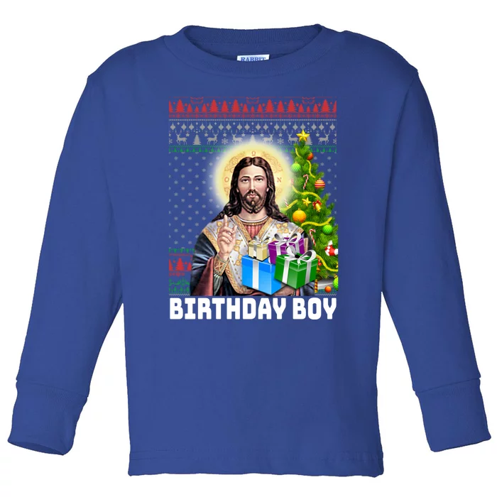 Jesus Birthday Christmas Xmas Holiday Funny Ugly Sweater Cute Gift Toddler Long Sleeve Shirt