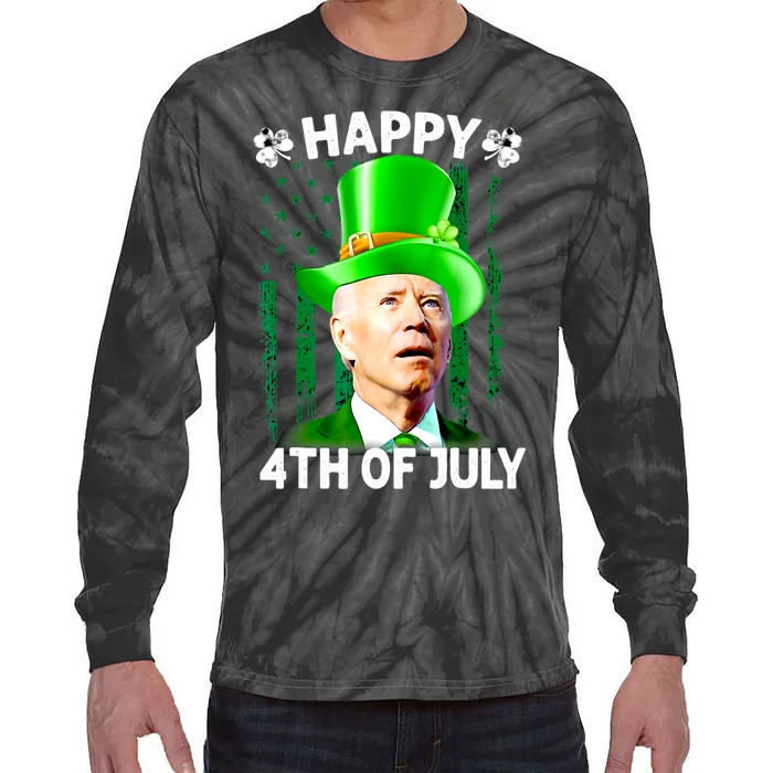 Joe Biden Confused Happy 4th Of July Funny St Patricks Day Tie-Dye Long Sleeve Shirt