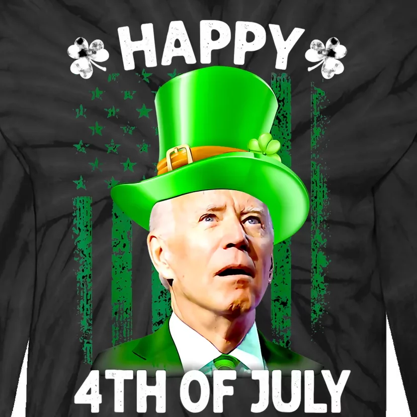 Joe Biden Confused Happy 4th Of July Funny St Patricks Day Tie-Dye Long Sleeve Shirt