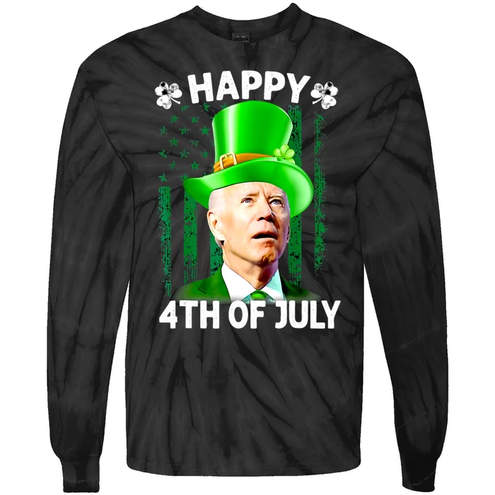 Joe Biden Confused Happy 4th Of July Funny St Patricks Day Tie-Dye Long Sleeve Shirt