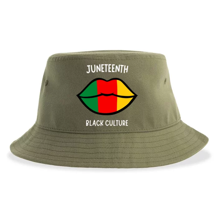 Juneteenth Black Culture Independence Day Afro Lips Great Gift Sustainable Bucket Hat