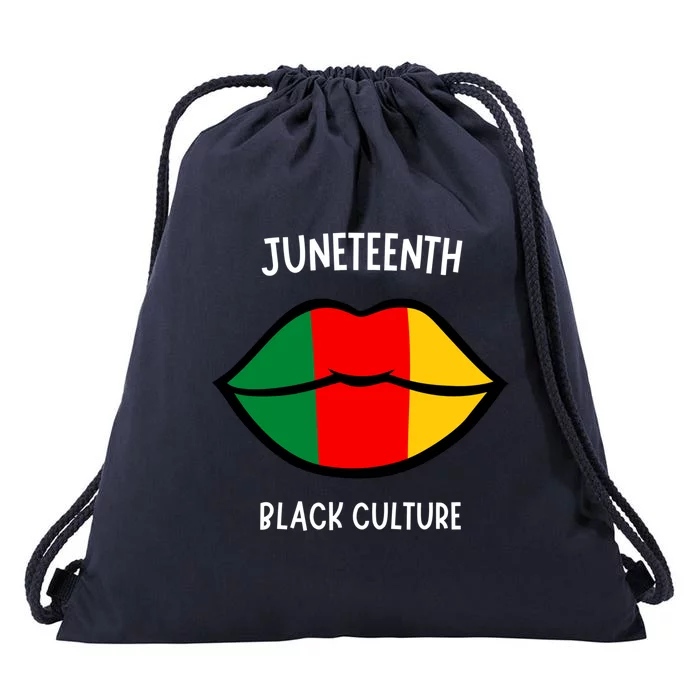 Juneteenth Black Culture Independence Day Afro Lips Great Gift Drawstring Bag