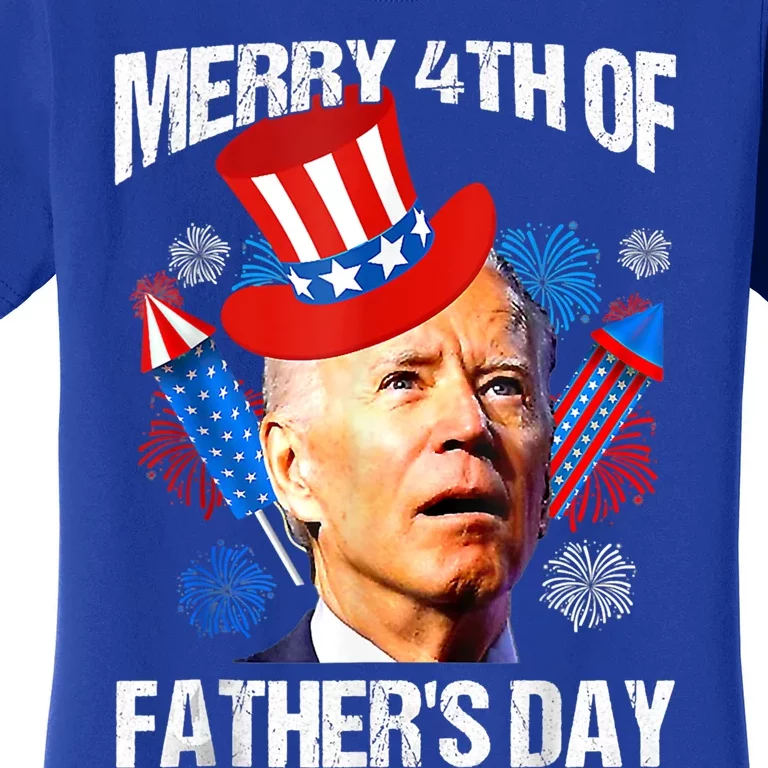 Joe Biden Confused Merry 4th Of Fathers Day Fourth Of July Cute Gift Women's T-Shirt