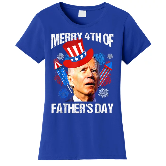 Joe Biden Confused Merry 4th Of Fathers Day Fourth Of July Cute Gift Women's T-Shirt