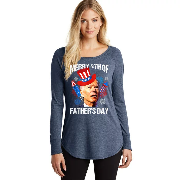 Joe Biden Confused Merry 4th Of Fathers Day Fourth Of July Cute Gift Women's Perfect Tri Tunic Long Sleeve Shirt