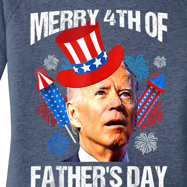 Joe Biden Confused Merry 4th Of Fathers Day Fourth Of July Cute Gift Women's Perfect Tri Tunic Long Sleeve Shirt