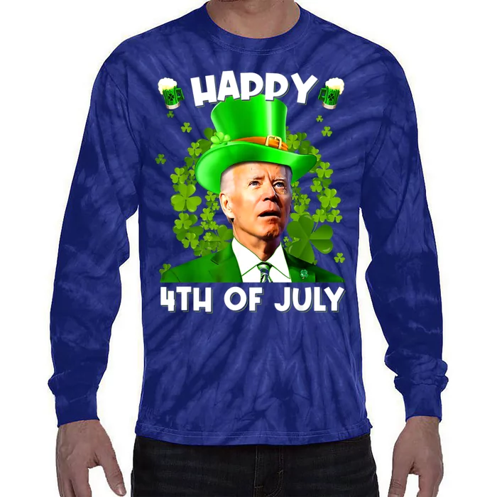 Joe Biden Confused Happy 4th Of July Funny St Patricks Day Tie-Dye Long Sleeve Shirt