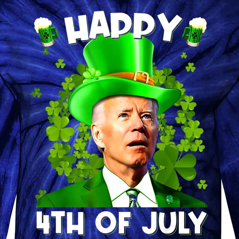 Joe Biden Confused Happy 4th Of July Funny St Patricks Day Tie-Dye Long Sleeve Shirt