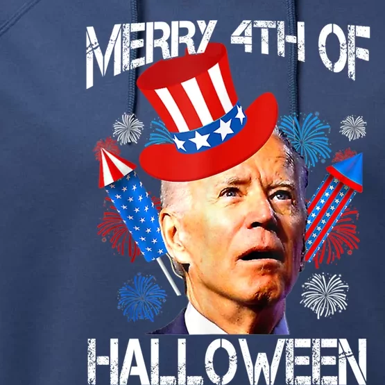 Joe Biden Confused Merry 4th Of Halloween Fourth Of July Cute Gift Performance Fleece Hoodie