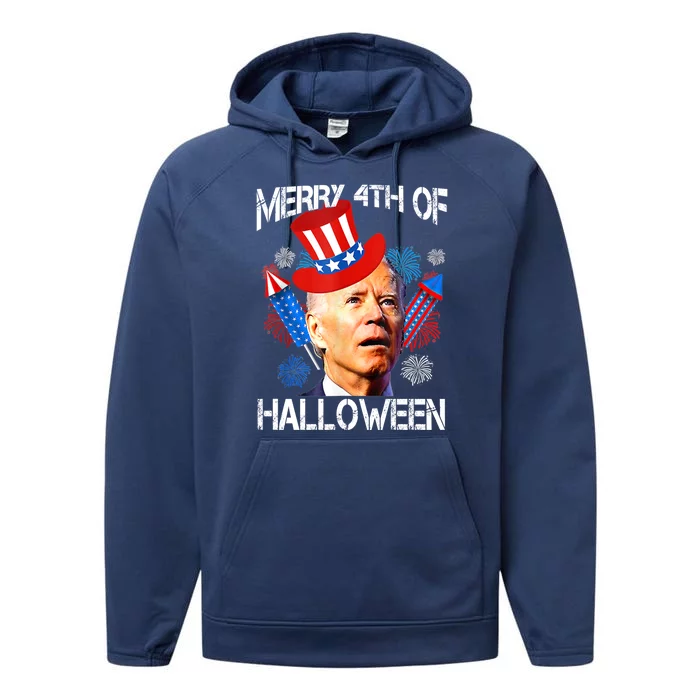 Joe Biden Confused Merry 4th Of Halloween Fourth Of July Cute Gift Performance Fleece Hoodie