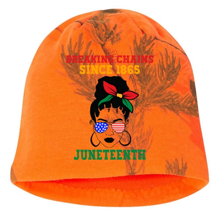 Juneteenth Breaking Chains Natural Afro Messy Bun Sunglasses Cute Gift Kati - Camo Knit Beanie