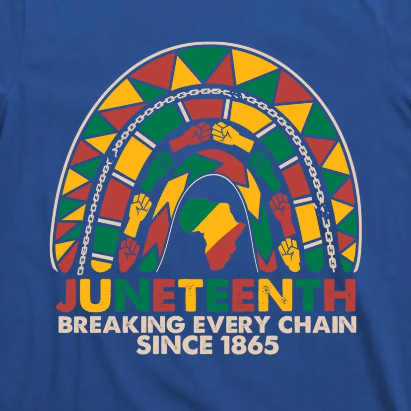 Juneteenth Breaking Chains Since 1865 Black Rainbow Funny Gift Cool Gift T-Shirt