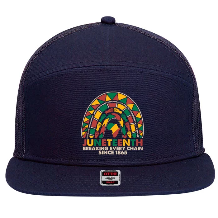 Juneteenth Breaking Chains Since 1865 Black Rainbow Funny Gift Cool Gift 7 Panel Mesh Trucker Snapback Hat