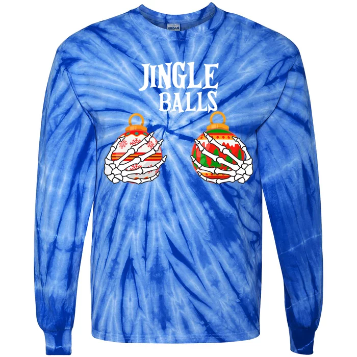 Jingle Balls Christmas Boob Skeleton Hand Gift Tie-Dye Long Sleeve Shirt