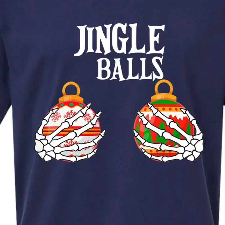 Jingle Balls Christmas Boob Skeleton Hand Gift Sueded Cloud Jersey T-Shirt