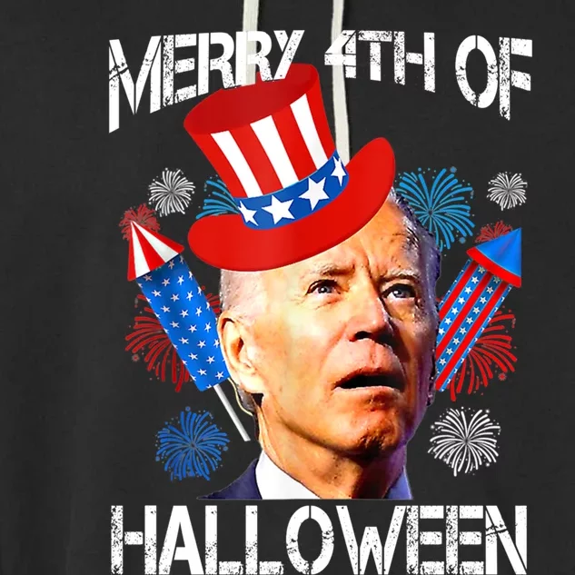 Joe Biden Confused Merry 4th Of Halloween Fourth Of July Meaningful Gift Garment-Dyed Fleece Hoodie