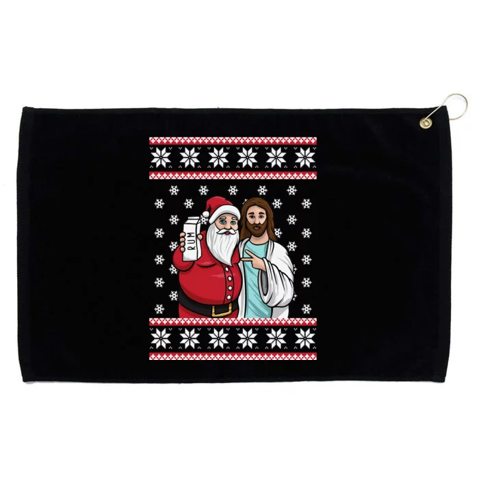 Jingle Bros Christmas Drinking Party Santa Jesus Rum Lovers Grommeted Golf Towel