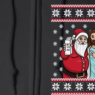 Jingle Bros Christmas Drinking Party Santa Jesus Rum Lovers Full Zip Hoodie