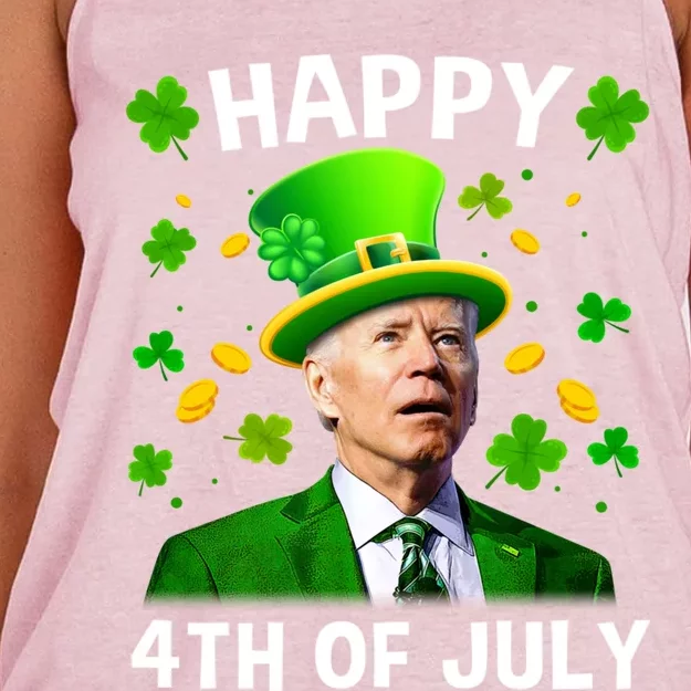 Funny Joe Biden St Patricks Day Happy 4th Of July Women's Knotted Racerback Tank