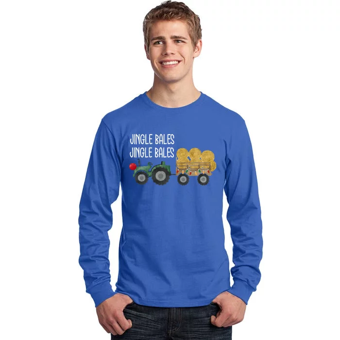 Jingle Bales Christmas Tree Tractor Farmer Farming Family Gift Tall Long Sleeve T-Shirt