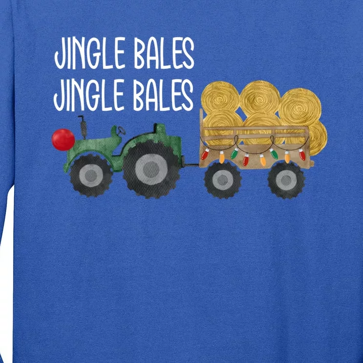 Jingle Bales Christmas Tree Tractor Farmer Farming Family Gift Tall Long Sleeve T-Shirt