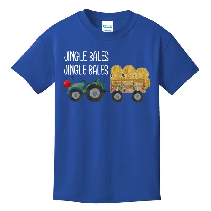 Jingle Bales Christmas Tree Tractor Farmer Farming Family Gift Kids T-Shirt