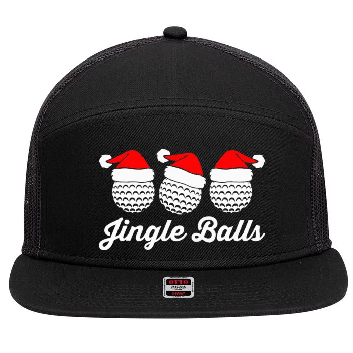 Jingle Balls Christmas Golf Balls With Santas Hats Xmas Golf 7 Panel Mesh Trucker Snapback Hat