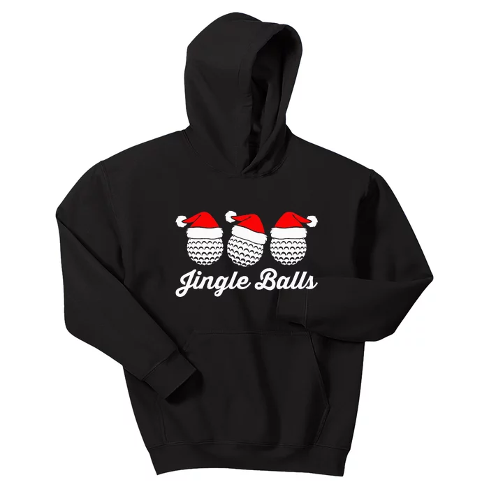 Jingle Balls Christmas Golf Balls With Santas Hats Xmas Golf Kids Hoodie