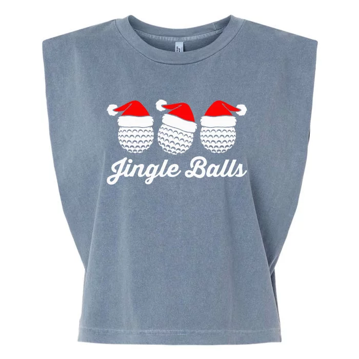 Jingle Balls Christmas Golf Balls With Santas Hats Xmas Golf Garment-Dyed Women's Muscle Tee