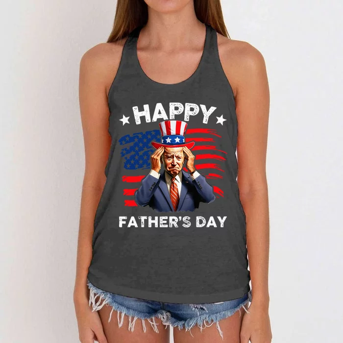 Joe Biden Confused Happy FatherS Day 4th Of July Women's Knotted Racerback Tank