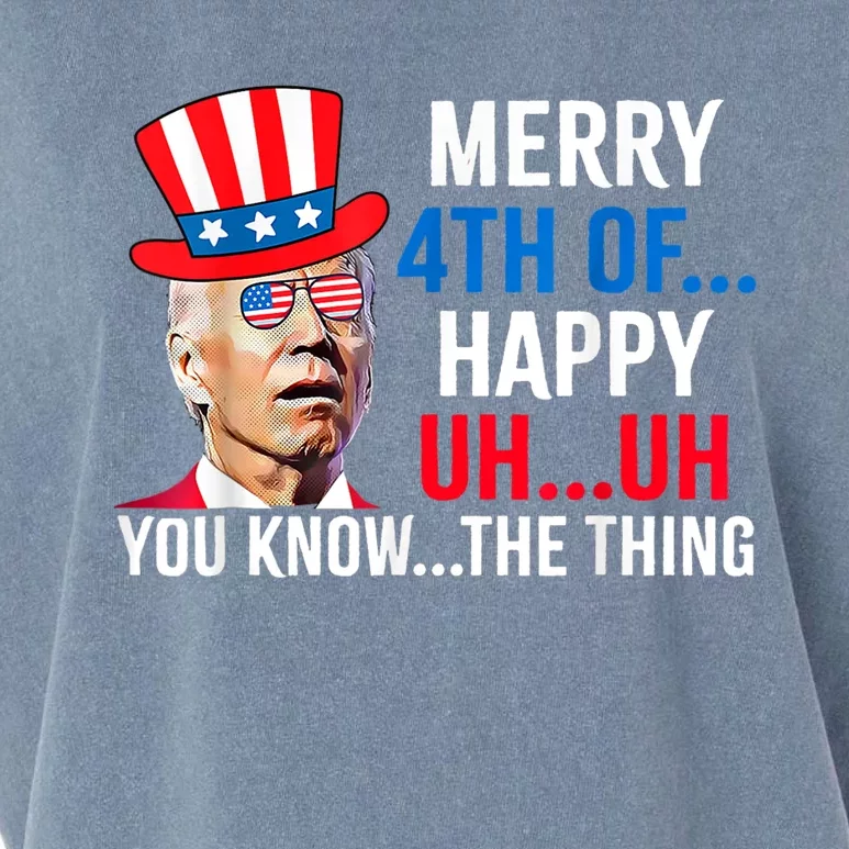 Joe Biden Confused Merry 4th Of July Funny Independence Day Garment-Dyed Women's Muscle Tee