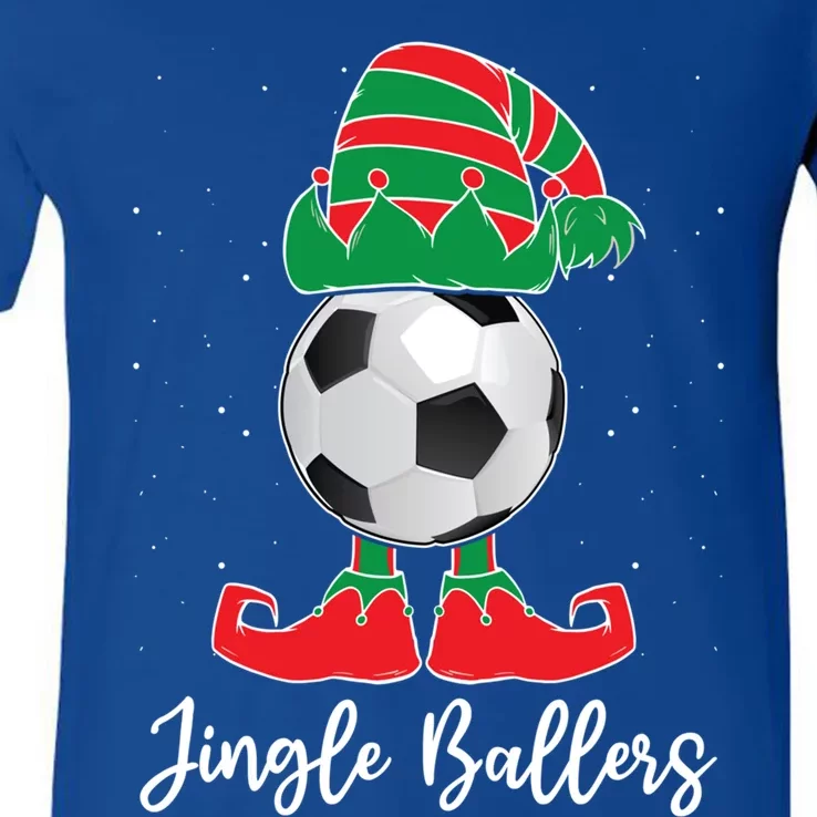 Jingle Ballers Christmas Soccer Ball Xmas Elf Squad Holiday Gift V-Neck T-Shirt