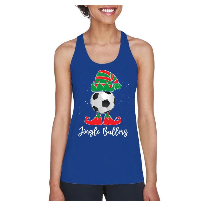 Jingle Ballers Christmas Soccer Ball Xmas Elf Squad Holiday Gift Women's Racerback Tank