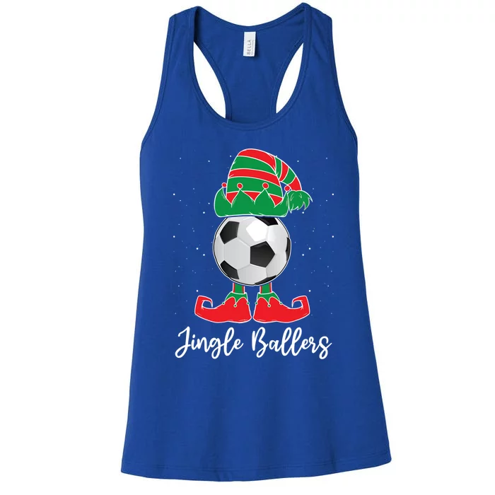 Jingle Ballers Christmas Soccer Ball Xmas Elf Squad Holiday Gift Women's Racerback Tank