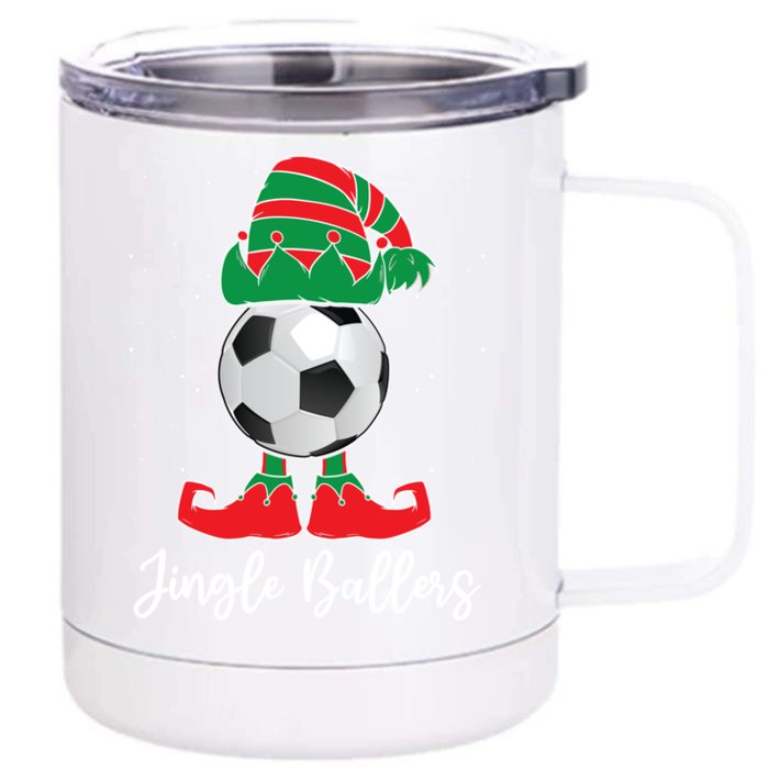 Jingle Ballers Christmas Soccer Ball Xmas Elf Squad Holiday Gift Front & Back 12oz Stainless Steel Tumbler Cup