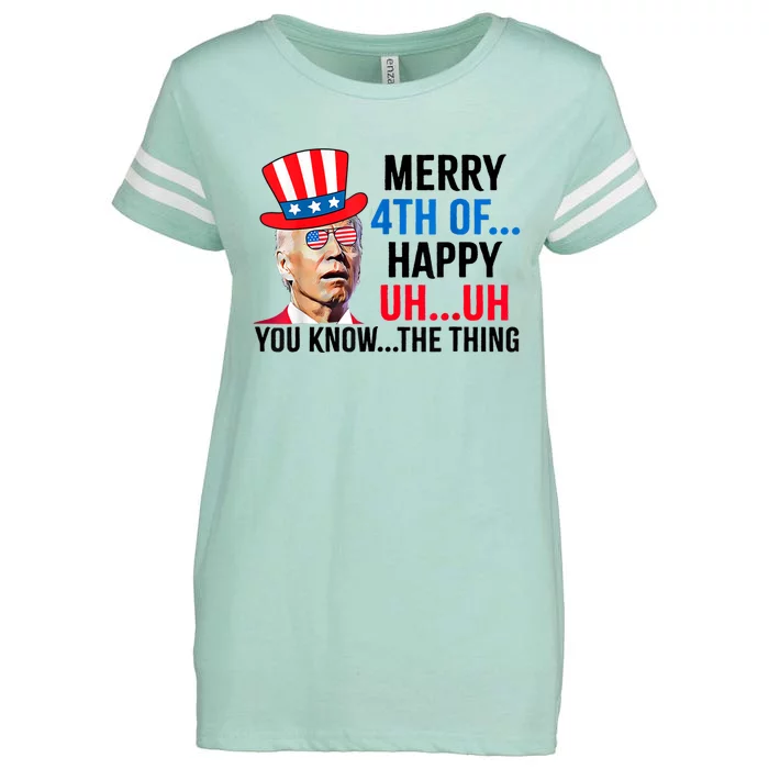 Joe Biden Confused Merry 4th Of July Funny Independence Day Enza Ladies Jersey Football T-Shirt