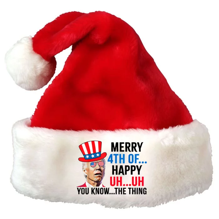 Joe Biden Confused Merry 4th Of July Funny Independence Day Premium Christmas Santa Hat