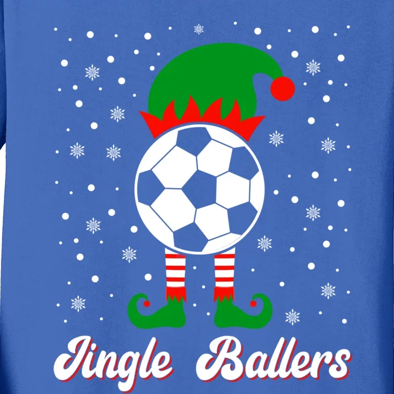 Jingle Ballers Christmas Soccer Ball Xmas Elf Squad Holiday Funny Gift Kids Long Sleeve Shirt