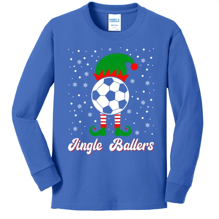 Jingle Ballers Christmas Soccer Ball Xmas Elf Squad Holiday Funny Gift Kids Long Sleeve Shirt