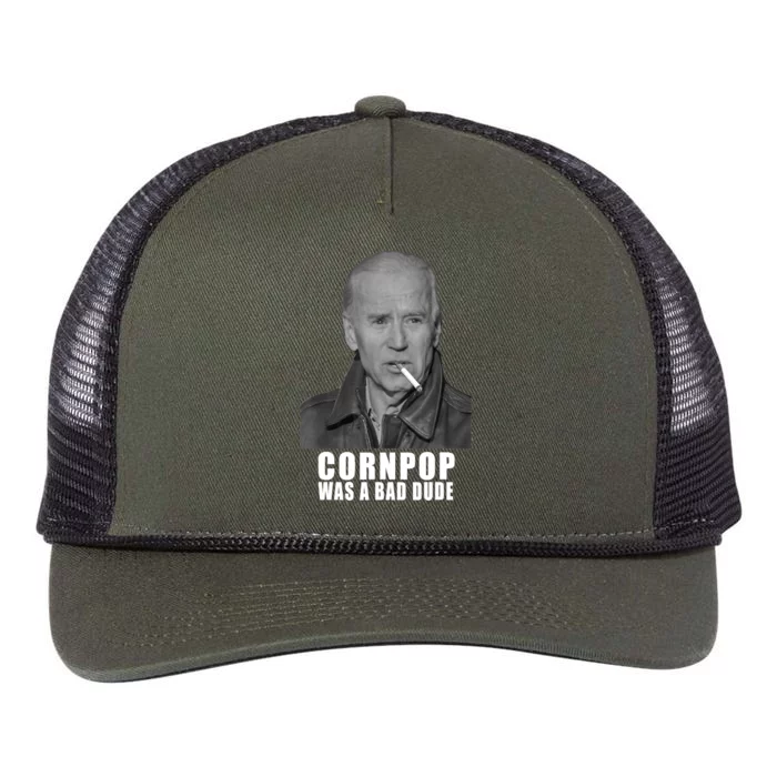 Joe Biden Cornpop Was A Bad Dude Meme T Retro Rope Trucker Hat Cap