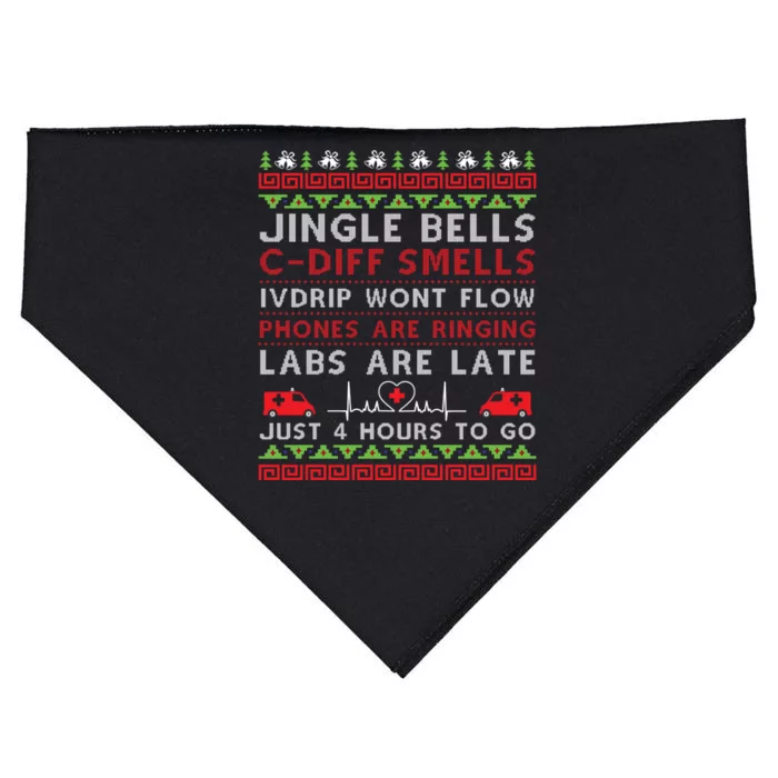 Jingle Bells Cdiff Smells Funny Christmas Nurse Nursing Gift USA-Made Doggie Bandana