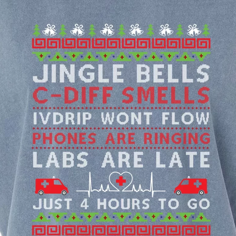 Jingle Bells Cdiff Smells Funny Christmas Nurse Nursing Gift Garment-Dyed Women's Muscle Tee