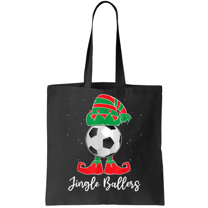 Jingle Ballers Christmas Soccer Ball Xmas Elf Squad Holiday Tote Bag