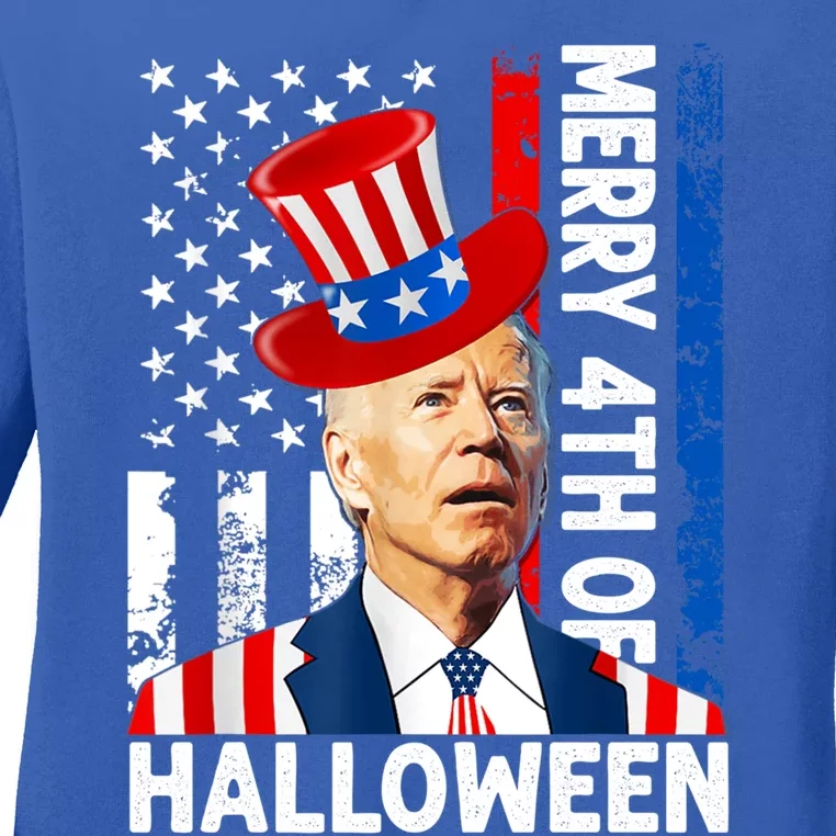 Joe Biden Confused Merry 4th Of Halloween Fourth Of July Gift Ladies Long Sleeve Shirt